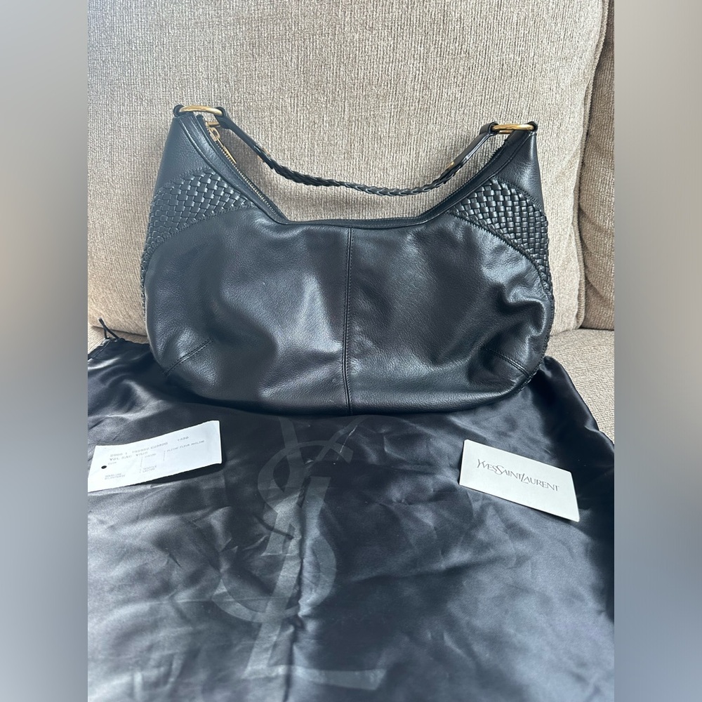 💯 Authentic YSL Yves Saint Laurent Yris Sac Hobo Leather Braid Bag Y2K 2006